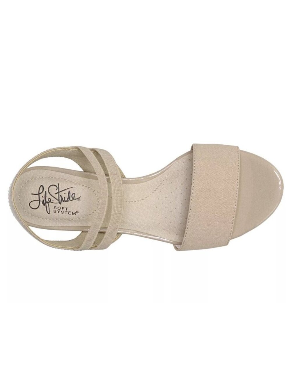 LifeStride Size 9M Sandals Wedge Open Toe Beige Elastic Comfort Straps Shoes - Picture 5 of 8